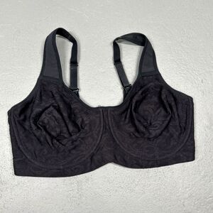 Title Nine Black Lace lined Bra stretch 36DD Full coverage Underwire Unpadded